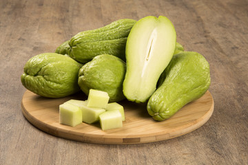 The chayote (Sechium edule) is a vegetable native to south ameri