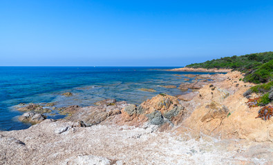 Fototapeta na wymiar Landscape with empty wild beach, Corsica