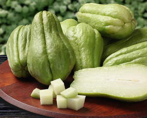 The chayote (Sechium edule) is a vegetable native to south ameri