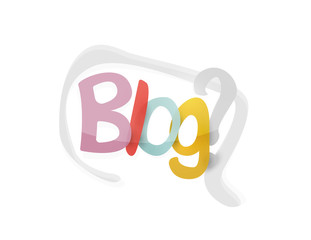 Blog word, drawn lettering typographic element