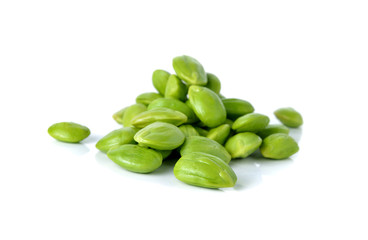 Parkia speciosa seeds or bitter bean on white background