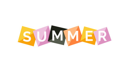 Word concept on color geometric shapes - summer