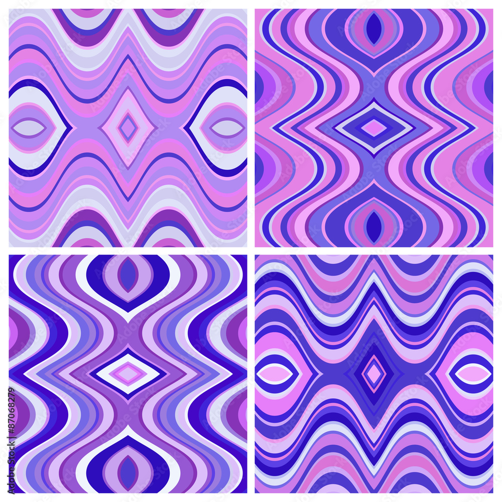 Aufkleber Set of Vector Seamless Abstract Wavy Backgrounds