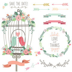 Retro Love Birdcage and Wedding Flowers