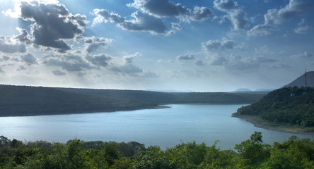river mountain clear sky