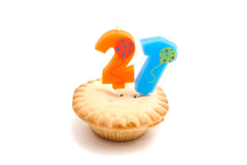 cupcake with twenty one years birthday candle