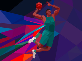 Obraz premium Polygonal geometric style illustration of a basketball player