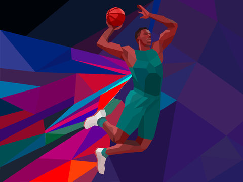 Polygonal geometric style illustration of a basketball player