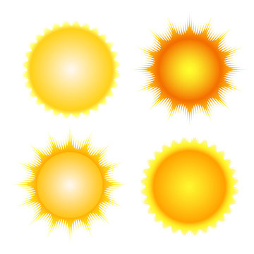 sun icon set vector orange and yellow sun symbols