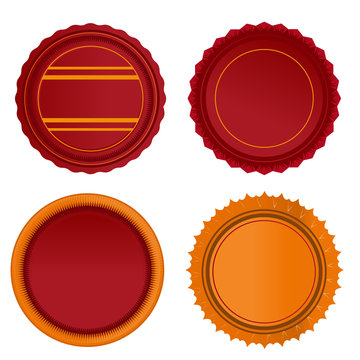 red and orange badge set vector tags