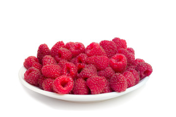 A plate of raspberries