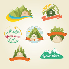 Mountain house logo collection, vector illustration