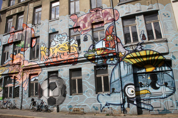 Grafitti an einem Haus in Schwerin