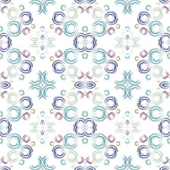 Seamless background. Main elements of the pattern created in gouache sketch handmade technique. Hand drawing watercolor circles. Seamless generated texture. Can used for fabric,wrapping paper or cover