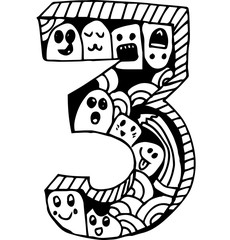 hand drawn number doodle of illustration
