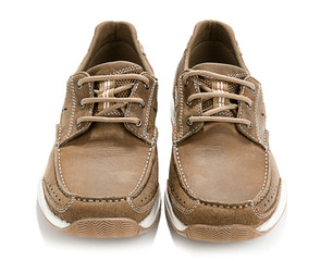 Brown men shoes isolated on white background.