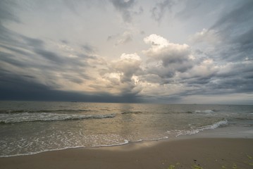 The weather on the beach before a powerful storm.