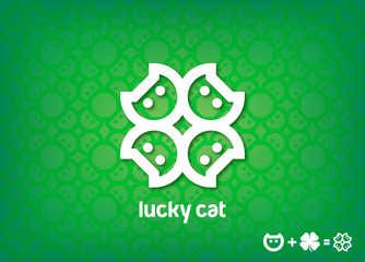 Pet shop logo with heads of cat, lucky cat logo