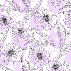 Terry poppy. Floral seamless texture.