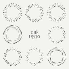 Set of arrows frames. Trendy hand drawn doodles style. Sketch