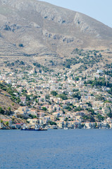 Fototapeta premium The Symi island view from the ship