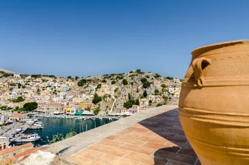 High view on the Symi island pier