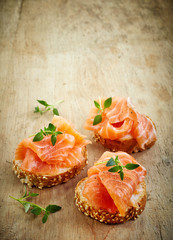bread with fresh salmon fillet