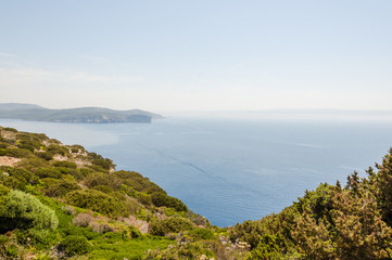 Alghero, Stadt, Küste, Punta Giglio, Porto Conte, Mittelmeerküste, Bucht, Capo Caccia, Mittelmeer, Insel, Sardinien, Italien