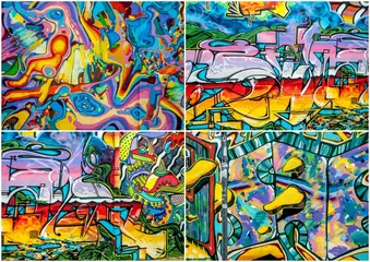 Photo sur Aluminium Graffiti graffitis colorés x 4
