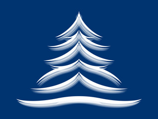 Symbol of a fir tree on a blue background