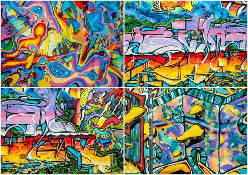 graffitis colorés x 4