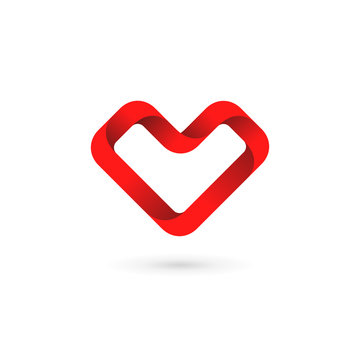 Letter V heart logo icon design template elements