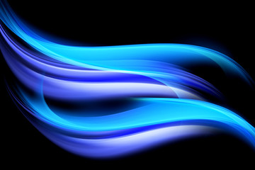Light Blue Fractal Waves Abstract Design Background - obrazy, fototapety, plakaty