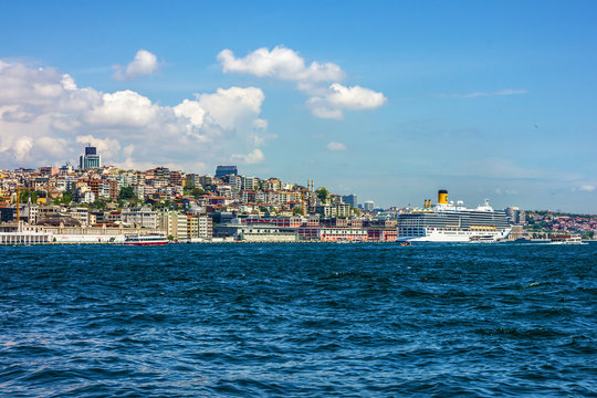 Cruise liner in Istanbul, Turkey.