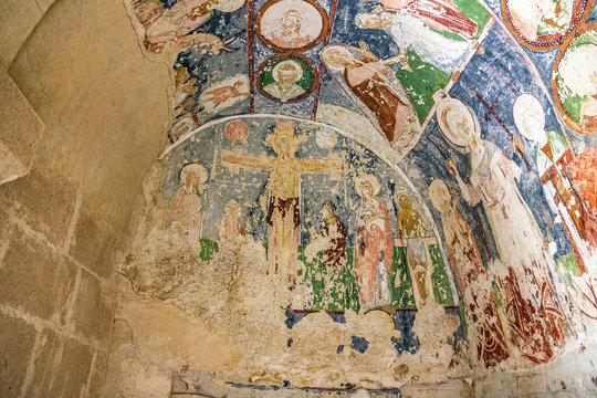 Fresco in cave orthodox church El Nazar, Cappadocia, Turkey