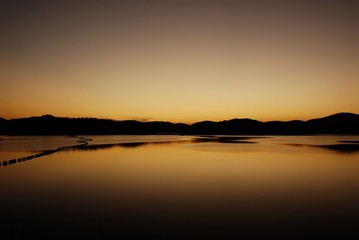 Fototapeta na wymiar Sunset of Nam river in JinJu, Korea