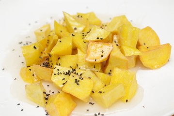 fried Sweet potato with starch syrup