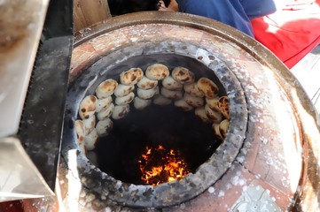 Chinese Traditional bread baked in fire pot