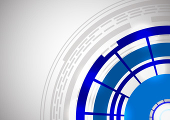 Abstract circle technology blue background.