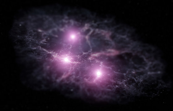 Space with nebula and bright stars with tilt-shift miniature effect. Elements of this image furnished by NASA.