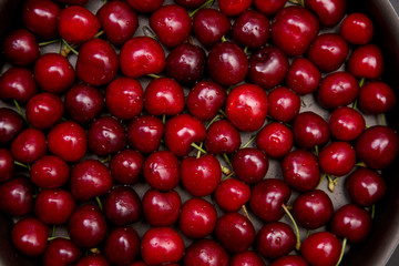 Top view of red cherry background