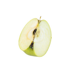 Yellow Renetta Apple slice on white background