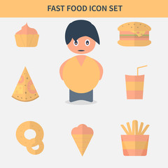 fast food icon set