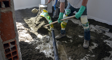 concreting the floor of a new house