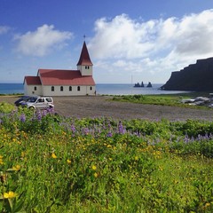 Typical icelandic church in Vik, south Iceland