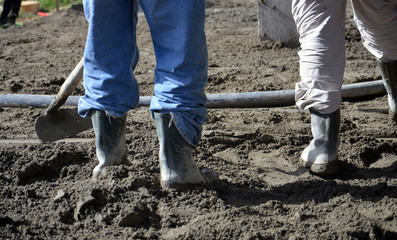 concreting the floor of a new house