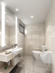 Naklejka na ściany i meble 3d render of interior bathroom 