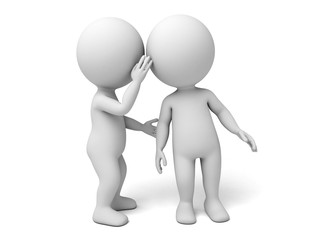 3d people whisper to another one. 3d image. Isolated white background.