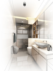 abstract sketch design of interior bathroom 