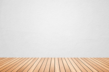 Empty room of white wall and wood floor